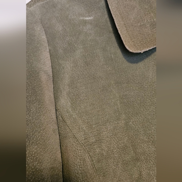 Vintage Live a Little Olive Suede Zip Jacket - Picture 2 of 12